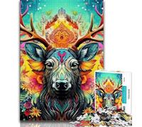 Jigsaws Puzzles 1000 Pieces for Teenagers Gifts Animal Reindeer,Stress Reliever Difficult Challenge Is Ideal As Gifts for The Whole Family 75x50cm