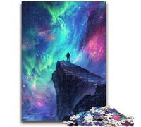 Jigsaws Puzzles 1000 Pieces for Teenagers Gifts Aurora Borealis on A Cliff Teenager Jigsaw,Vibrant And Unique Design Relaxing & Challenging Puzzle Experience (38x26cm)