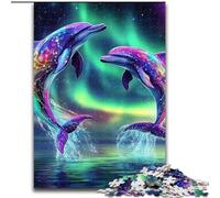 Jigsaws Puzzles 1000 Pieces for Teenagers Gifts Aurora Dolphin, Help The Brain Exercise Addictive Toys to Cultivate Patience Enhance Memory (Size 26x38cm)