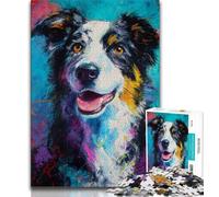 Jigsaws Puzzles 1000 Pieces for Teenagers Gifts Australian Shepherd,Help The Brain Exercise Addictive Toys to Cultivate Patience Artists Collection,Fine Art 38x26cm