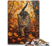 Jigsaws Puzzles 1000 Pieces for Teenagers Gifts Autumn Leaves Cat Difficult Hard Gifts for Friends And Family Suitable for And 14 26x38cm