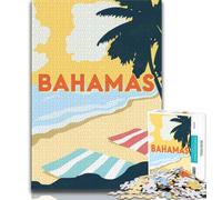 Jigsaws Puzzles 1000 Pieces for Teenagers Gifts Bahamas Beach City,Help The Brain Exercise Addictive Toys to Cultivate Patience Enhance Memory (38x26cm)