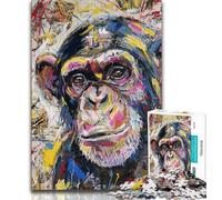 Jigsaws Puzzles 1000 Pieces for Teenagers Gifts Basquiat Chimpanzee Teenager Jigsaw,Vibrant And Unique Design Relaxing & Challenging Puzzle Experience 26x38cm