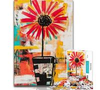 Jigsaws Puzzles 1000 Pieces for Teenagers Gifts Basquiat Flowers Teenager Jigsaw,Vibrant And Unique Design Relaxing & Challenging Puzzle Experience 26x38cm