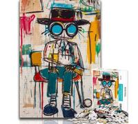 Jigsaws Puzzles 1000 Pieces for Teenagers Gifts Basquiat Robot Adult Puzzles,Stress Reliever Difficult Challenge Suitable for Desktop Decoration (size 75x50cm)