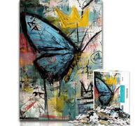 Jigsaws Puzzles 1000 Pieces for Teenagers Gifts Basquiat Style Butterfly 1000 Pieces for Teenagers,Stress Reliever Staycation Kill Time Parent-child Interaction (size 75x50cm)