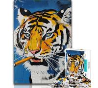 Jigsaws Puzzles 1000 Pieces for Teenagers Gifts Basquiat Tiger Puzzles,Game Toys Every Piece Is Unique - Challenging Family Fun Game (size 38x26cm)