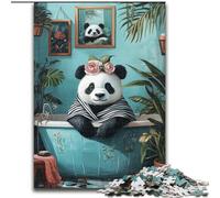 Jigsaws Puzzles 1000 Pieces for Teenagers Gifts Bathroom Panda, Decompressing Intellectual Educational Toy Is Ideal As Gifts for The Whole Family (Size 26x38cm)