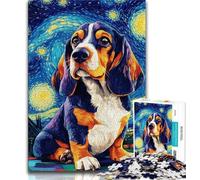 Jigsaws Puzzles 1000 Pieces for Teenagers Gifts Beagle Under The Night Sky 1000 Piece Jigsaw,Unique Birthday And Gifts for And Age 14 Years Up (size 75x50cm)