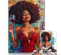 Jigsaws Puzzles 1000 Pieces for Teenagers Gifts Beautiful Black Woman,Learning Educational Toys Family Games Educational Game for Birthday,Chrismas (75x50cm)