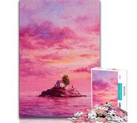 Jigsaws Puzzles 1000 Pieces for Teenagers Gifts Beautiful Pink Sky Oil Painting Adult Jigsaw,Family Educational Games Home Decoration Gift (size 75x50cm)