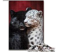 Jigsaws Puzzles 1000 Pieces for Teenagers Gifts Black And White Leopard, Stress Reliever Difficult Challenge Home Decoration Toys (Size 50x75cm)