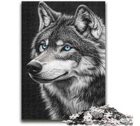 Jigsaws Puzzles 1000 Pieces for Teenagers Gifts Black And White Wolf Educational Game Challenge Toy Wall Decoration Unique Birthday And Xmas Gifts 38x26cm
