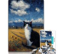 Jigsaws Puzzles 1000 Pieces for Teenagers Gifts Black Cat,Help The Brain Exercise Addictive Toys to Cultivate Patience Enhance Memory (38x26cm)