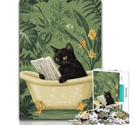 Jigsaws Puzzles 1000 Pieces for Teenagers Gifts Black Cat in The Bathroom Adult Jigsaw,Family Educational Games Home Decoration Gift (size 38x26cm)