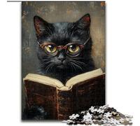 Jigsaws Puzzles 1000 Pieces for Teenagers Gifts Black Cat Reading, for 14+ Challenging Game As A Gift for The Whole Family And Friends (size 26x38cm)