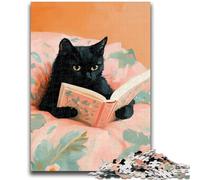 Jigsaws Puzzles 1000 Pieces for Teenagers Gifts Black Cat Reading Suitable for Ages 14 And Up Family Games Deal As Gifts for The Whole Family 50x75cm