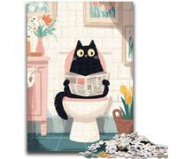Jigsaws Puzzles 1000 Pieces for Teenagers Gifts Black Cat Sitting on The Toilet Puzzles for Teenagers,Educational Games DIY Toys Great Gifts And Toys (75x50cm)