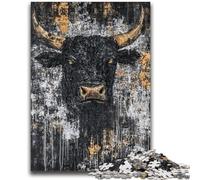 Jigsaws Puzzles 1000 Pieces for Teenagers Gifts Black Gold Bull Help The Brain Exercise Addictive Toys to Cultivate Patience A Work of Art 26x38cm