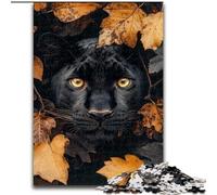 Jigsaws Puzzles 1000 Pieces for Teenagers Gifts Black Panther in Fallen Leaves, Decompressing Intellectual Educational Toy Birthday Present, Gifts, Wall Art (Size 50x75cm)