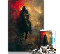 Jigsaws Puzzles 1000 Pieces for Teenagers Gifts Blood Red Knight,Help The Brain Exercise Addictive Toys to Cultivate Patience Artists Collection,Fine Art 38x26cm