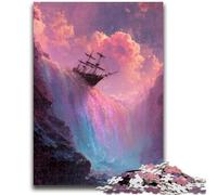 Jigsaws Puzzles 1000 Pieces for Teenagers Gifts Boat on The Cliff Stress Reliever Difficult Challenge Is Ideal As Gifts for The Whole Family 38x26cm