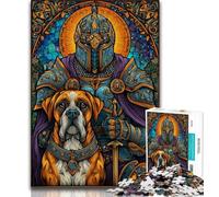 Jigsaws Puzzles 1000 Pieces for Teenagers Gifts Boxer Dog And Knight Puzzles for Teenagers,Unique Birthday And Gifts for And Age 14 Years Up 38x26cm