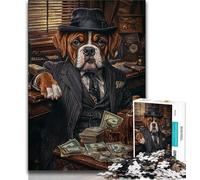Jigsaws Puzzles 1000 Pieces for Teenagers Gifts Boxer Dog Drinking,Help The Brain Exercise Addictive Toys to Cultivate Patience Artists Collection,Fine Art 38x26cm
