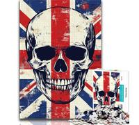 Jigsaws Puzzles 1000 Pieces for Teenagers Gifts British Flag Skull Teenager Jigsaw,Vibrant And Unique Design Relaxing & Challenging Puzzle Experience 26x38cm