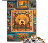 Jigsaws Puzzles 1000 Pieces for Teenagers Gifts Brown Bear Collage, Toys Educational Games Stress Relieving Parent-child Interaction (Size 50x75cm)