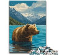 Jigsaws Puzzles 1000 Pieces for Teenagers Gifts Brown Bear in The Lake 1000 Piece Puzzle,Perfect for Game Nights, Colorful Toy for Home Gift (38x26cm)
