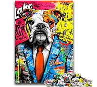 Jigsaws Puzzles 1000 Pieces for Teenagers Gifts Bulldog Doodle 1000 Piece Puzzle,Fun Activity for Home, Rainy Days Toys, Birthday Gifts (38x26cm)