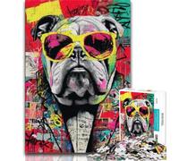 Jigsaws Puzzles 1000 Pieces for Teenagers Gifts Bulldog Doodle Adult Jigsaw,Family Educational Games Home Decoration Gift (size 38x26cm)