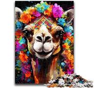 Jigsaws Puzzles 1000 Pieces for Teenagers Gifts Camel Wearing Flowers Puzzles,Quiz Game for Is Ideal As A Gift for The Whole Family (26x38cm)