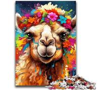 Jigsaws Puzzles 1000 Pieces for Teenagers Gifts Camel Wearing Flowers Puzzles,Quiz Game for Is Ideal As A Gift for The Whole Family (26x38cm)
