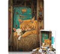Jigsaws Puzzles 1000 Pieces for Teenagers Gifts Cat And Lamb,Challenging Game for Is Ideal As A Gift for The Whole Family 38x26cm