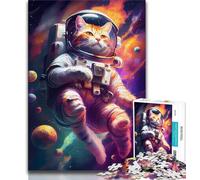 Jigsaws Puzzles 1000 Pieces for Teenagers Gifts Cat Astronaut In Space 1000 Piece Puzzle,Suitable for Desktop Decoration for And Age 14 (size 75x50cm)