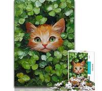 Jigsaws Puzzles 1000 Pieces for Teenagers Gifts Cat in Green Leaves Puzzles for Adults,Educational Games DIY Toys Great Gifts And Toys 75x50cm
