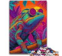Jigsaws Puzzles 1000 Pieces for Teenagers Gifts Chameleon Wearing Glasses 1000 Piece Puzzle,Fun Activity for Home, Rainy Days Toys, Birthday Gifts (75x50cm)