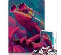 Jigsaws Puzzles 1000 Pieces for Teenagers Gifts Chameleon Wearing Glasses Teenager Puzzles,Family Entertainment Toys with Matching Poster And Trivia Sheet (size 38x26cm)