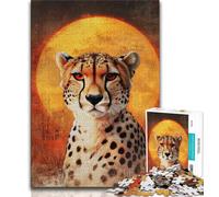 Jigsaws Puzzles 1000 Pieces for Teenagers Gifts Cheetah Sunset Adult Puzzles,Stress Reliever Staycation Kill Time Parent-child Interaction (size 75x50cm)