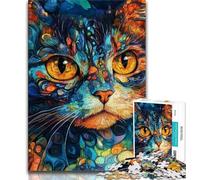 Jigsaws Puzzles 1000 Pieces for Teenagers Gifts Color Cat,Learning Educational Toys Family Games Educational Game for Birthday,Chrismas (38x26cm)