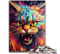 Jigsaws Puzzles 1000 Pieces for Teenagers Gifts Colorful Art Psychedelic Cat Puzzles,Quiz Game for Is Ideal As A Gift for The Whole Family (50x75cm)