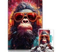 Jigsaws Puzzles 1000 Pieces for Teenagers Gifts Colorful Monkey,Challenging Game Toys Wall Decoration Unique Birthday And Xmas Gifts (75x50cm)