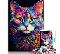 Jigsaws Puzzles 1000 Pieces for Teenagers Gifts Colourful Fantasy Cat Teenager Puzzles,Family Entertainment Toys with Matching Poster And Trivia Sheet (size 38x26cm)
