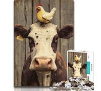 Jigsaws Puzzles 1000 Pieces for Teenagers Gifts Cow And Chicken,Family Game Stress Reliever Difficult Challenge Suitable for Couples (38x26cm)