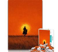 Jigsaws Puzzles 1000 Pieces for Teenagers Gifts Cowboys at Sunset,Challenging Game Toys Wall Decoration Unique Birthday And Xmas Gifts (38x26cm)