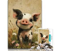 Jigsaws Puzzles 1000 Pieces for Teenagers Gifts Cute Baby Pig,Help The Brain Exercise Addictive Toys to Cultivate Patience Enhance Memory (38x26cm)
