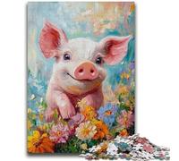 Jigsaws Puzzles 1000 Pieces for Teenagers Gifts Cute Baby Pig Oil Painting Puzzles for Teenagers,Educational Games DIY Toys Great Gifts And Toys (75x50cm)