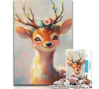 Jigsaws Puzzles 1000 Pieces for Teenagers Gifts Cute Sika Deer Puzzles,Game Toys Every Piece Is Unique - Challenging Family Fun Game (size 75x50cm)